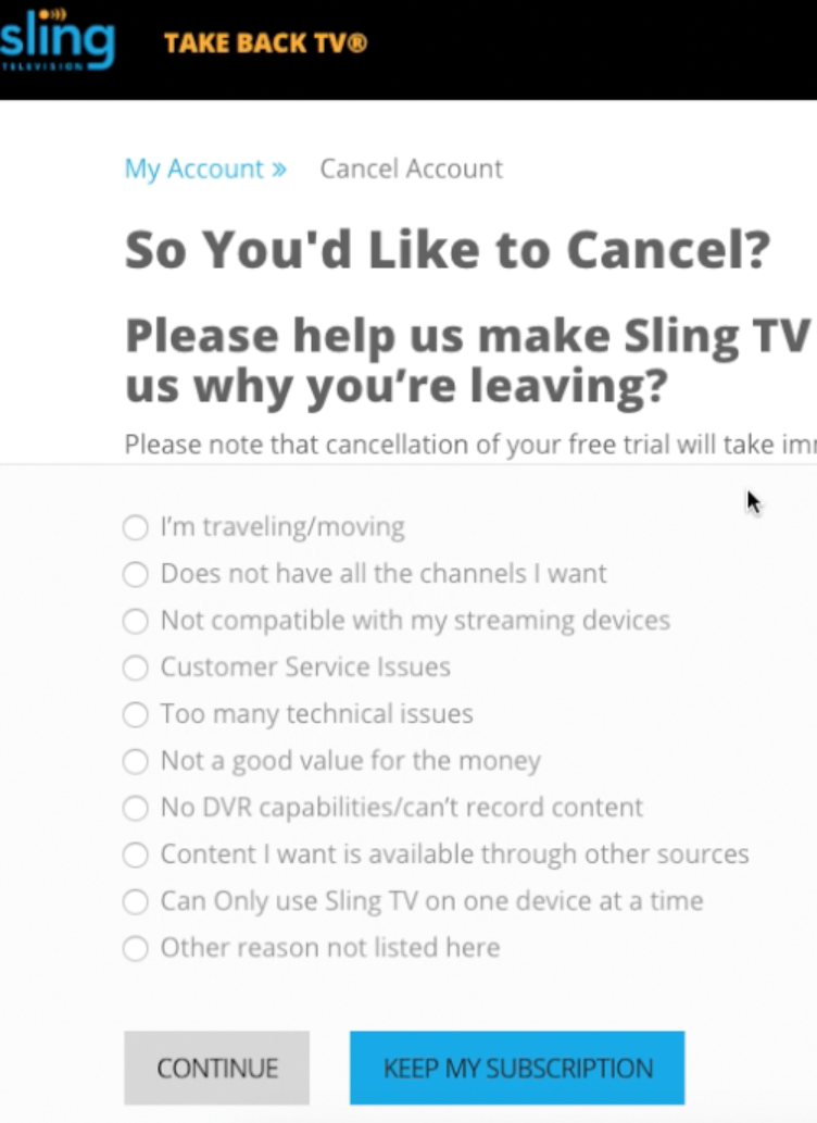 cancel sling tv 3